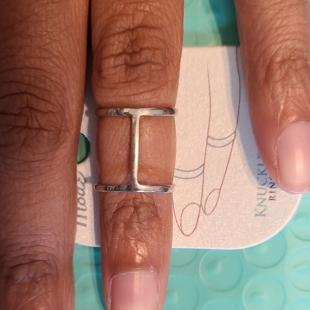 Silver Geometric Open Knuckle Ring